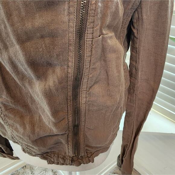 FREE PEOPLE OLIVE GREEN MOTO JACKET SIZE 10 - Picture 4 of 8